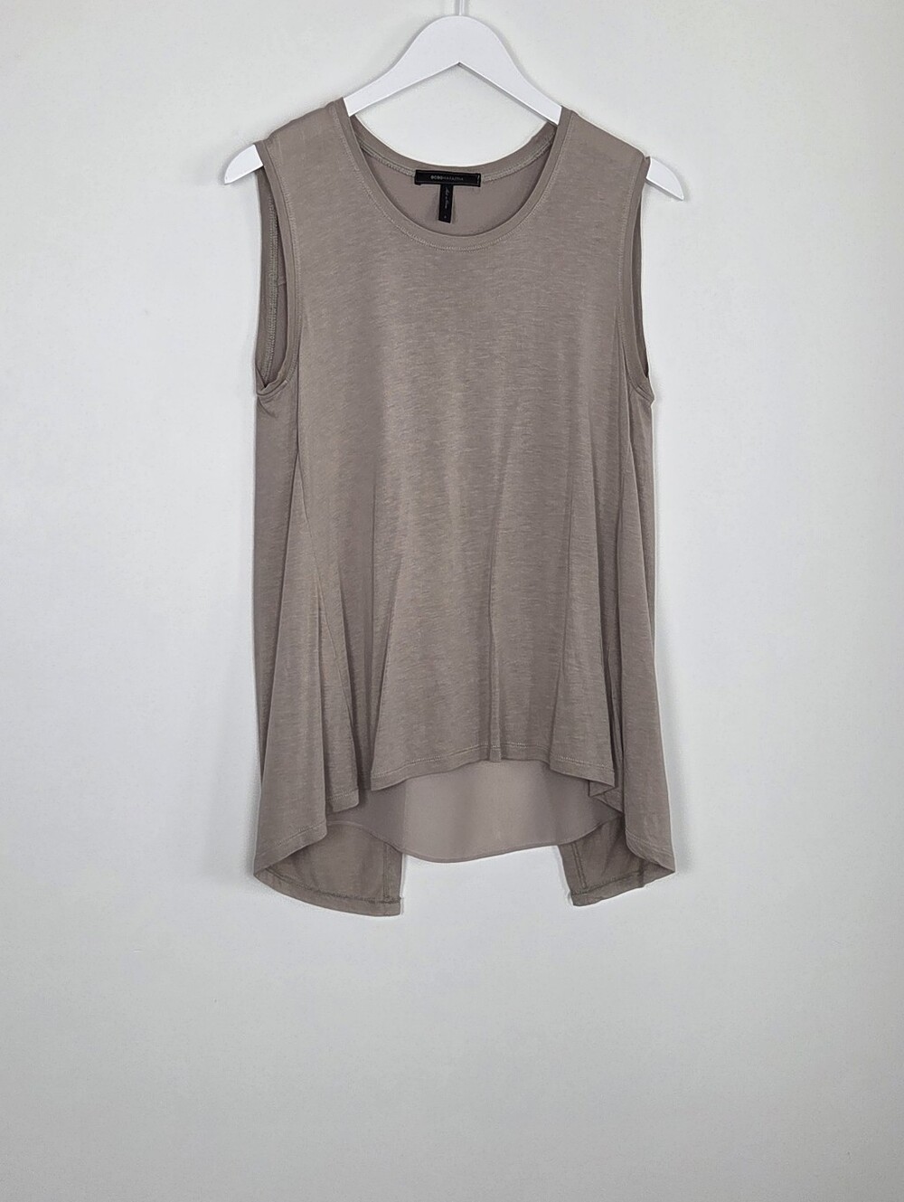 BCBG MAXAZRIA Taupe Sleeveless Knit Tee Top Size S